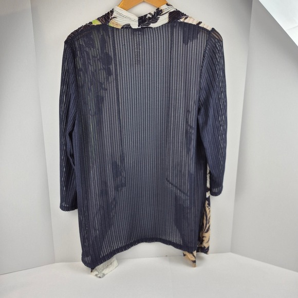 Chicos Easywear Open Front Waterfall Cardigan Women Sz 1 Floral Print Resortwear - Picture 6 of 11